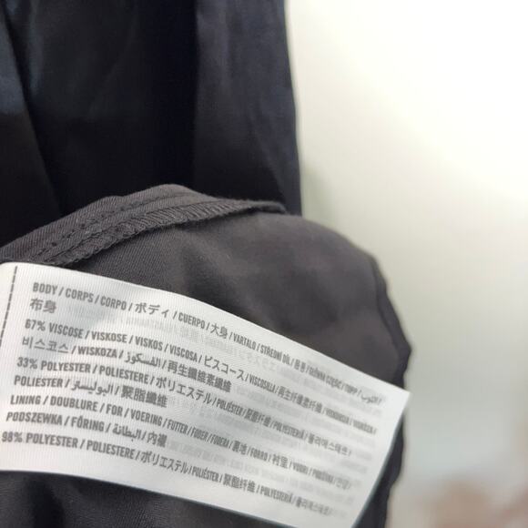 ABERCROMBIE & FITCH Long-Sleeve Satin Drapey Shirt Dress Black {VV18} - Picture 5 of 5